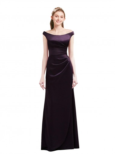 Satin A-Line Long Cap Sleeves Bridesmaid Dress Cairns