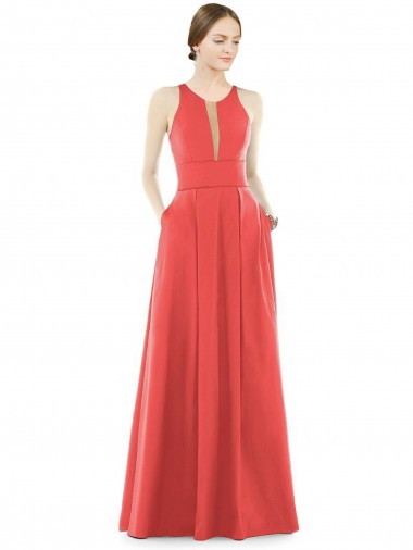 Satin A-Line Long Sleeveless Firecracker Bridesmaid Dress Cairns