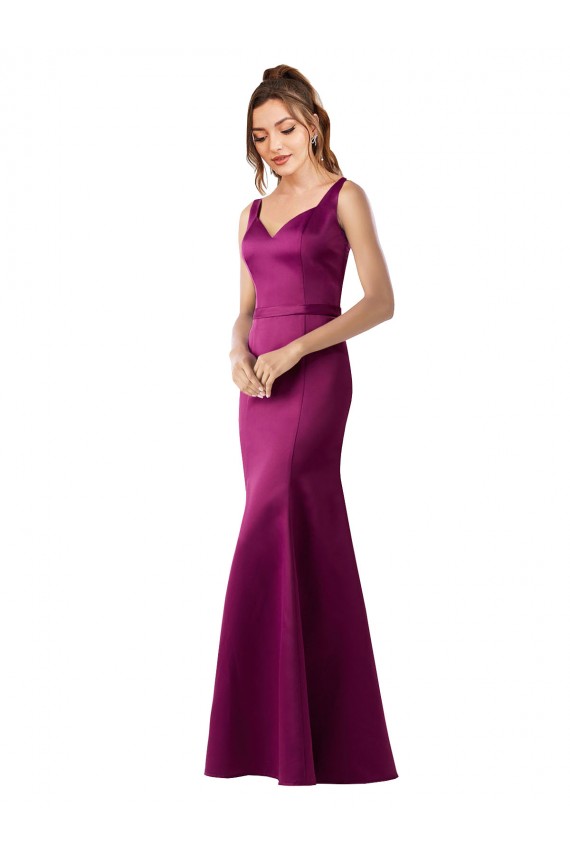 Satin Sheath Long Sleeveless Open Back Black Tie Evening Gown / Prom Dress / Bridesmaid Dress Cairns