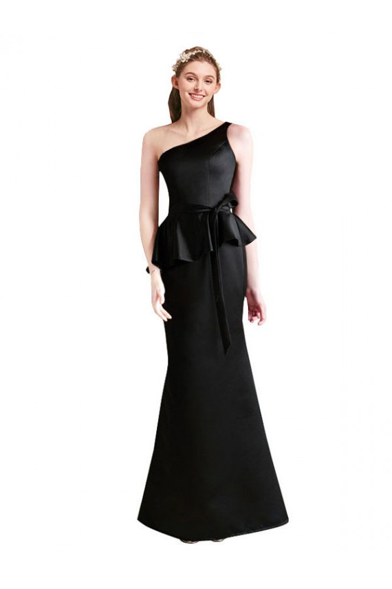 Satin Mermaid Long Sleeveless Black Bridesmaid Dresses Cairns