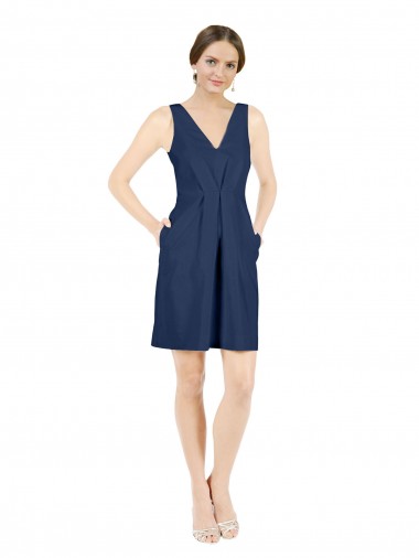 Satin A-Line Knee Length Sleeveless Open Back Evening Gown / Bridesmaid Dress Cairns