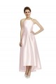 Satin A-Line Long Sleeveless Criss Cross Open Back High Low Bridesmaid Dress Cairns