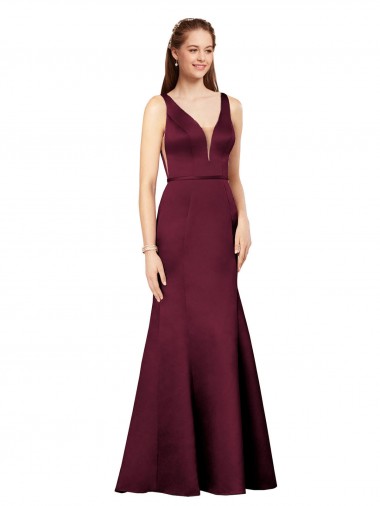 Satin Sheath Long Sleeveless V-Back Formal Evening Gown / Prom Dress / Bridesmaid Dress Cairns