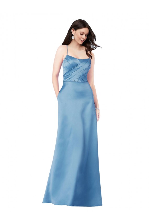 Satin Sheath Long Sleeveless Criss Cross Back Formal Evening Gown / Prom Dress / Bridesmaid Dress Cairns