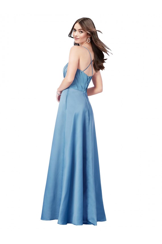Satin Sheath Long Sleeveless Criss Cross Back Formal Evening Gown / Prom Dress / Bridesmaid Dress Cairns