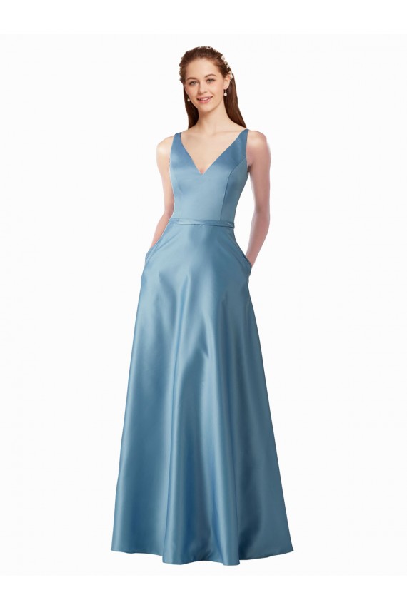 Satin A-Line Long Sleeveless Black Tie Prom Dress / Bridesmaid Dress Cairns
