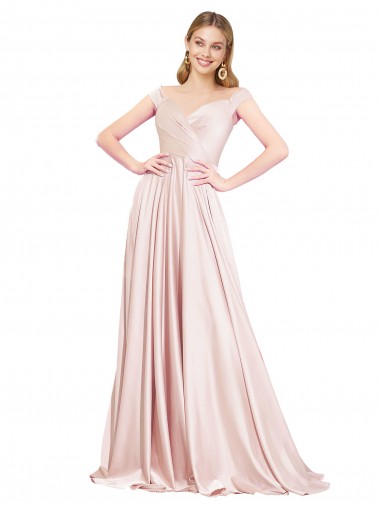 Satin A-Line Long Sleeveless Pink Prom Dresses Cairns