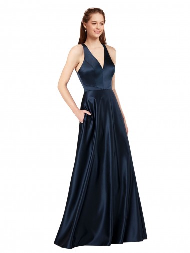 Satin A-Line Long Sleeveless Keyhole Back Formal Evening Gown / Prom Dress / Bridesmaid Dress Cairns