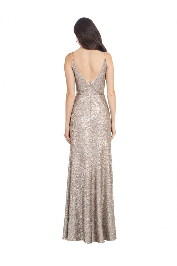 Sequin & Sparkling Sequin Sheath Long Sleeveless V-Back Formal Evening Gown / Prom Dress / Bridesmaid Dress Cairns