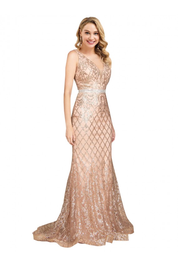 Sequin & Sparkling Sequin Mermaid Long Sleeveless V-Back Formal Plus Size Evening Gown / Prom Dress / Bridesmaid Dress Cairns