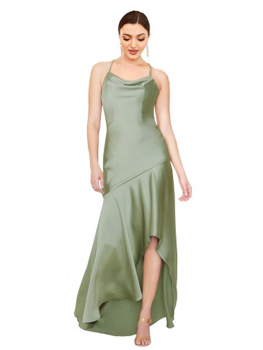 Silk like Satin A-Line Long Sleeveless Criss Cross Open Back High Low Evening Gown / Prom Dress / Bridesmaid Dress Cairns