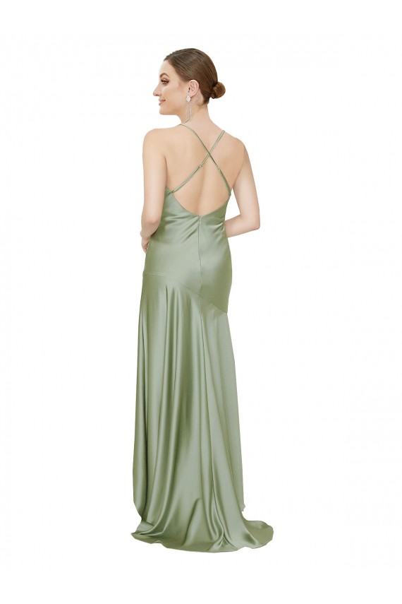 Silk like Satin A-Line Long Sleeveless Criss Cross Open Back High Low Evening Gown / Prom Dress / Bridesmaid Dress Cairns