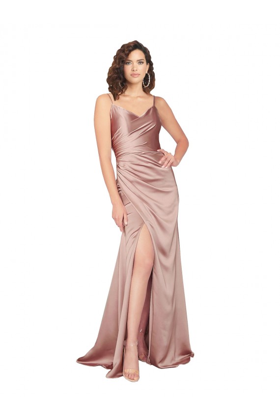 Silk like Satin Sheath Long Sleeveless V-Back Black Tie Evening Gown / Prom Dress / Bridesmaid Dress Cairns