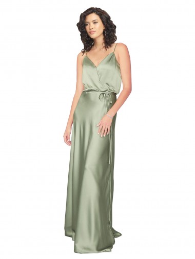 Silk like Satin A-Line Long Sleeveless V-Back Formal Evening Gown / Bridesmaid Dress Cairns