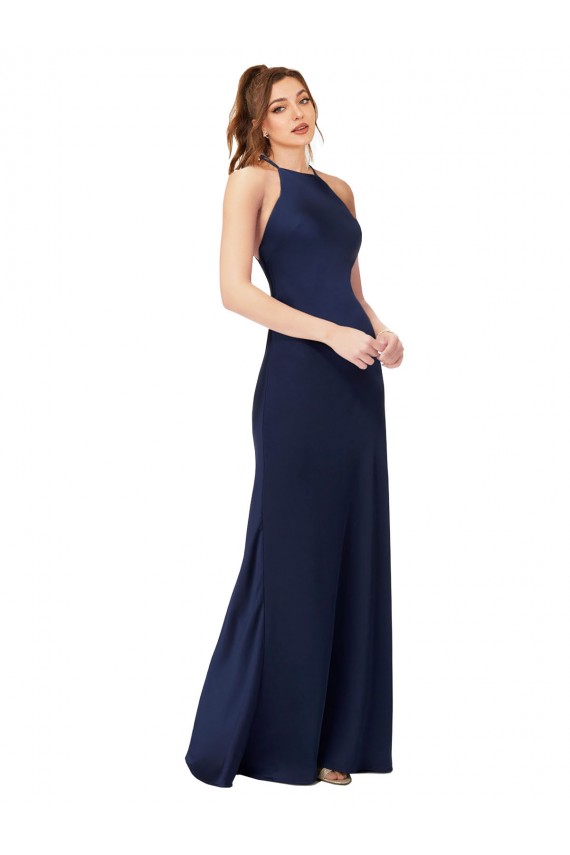 Silk like Satin Sheath Long Sleeveless Criss Cross Back Formal Evening Gown / Prom Dress / Bridesmaid Dress Cairns