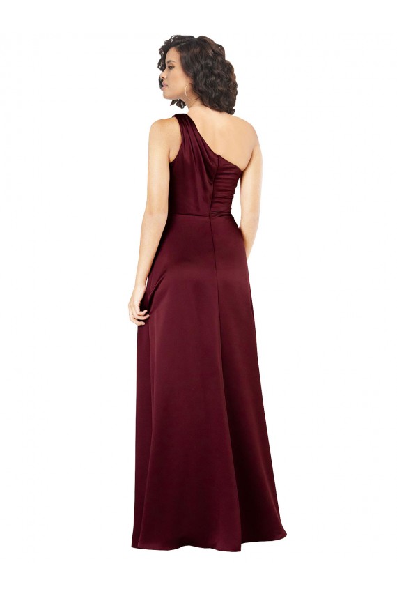 Silk like Satin A-Line Long Sleeveless Burgundy Prom Dresses Cairns