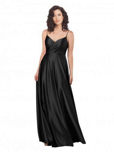 Silk like Satin A-Line Long Sleeveless V-Neck Low Back Prom Dresses Cairns
