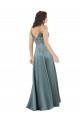 Silk like Satin A-Line Long Sleeveless V-Back Black Prom Dresses Cairns