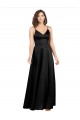 Silk like Satin A-Line Long Sleeveless V-Back Black Prom Dresses Cairns