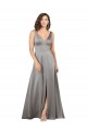Silk like Satin A-Line Long Sleeveless Pearl Grey Formal Evening Gown / Prom Dress / Bridesmaid Dress Cairns