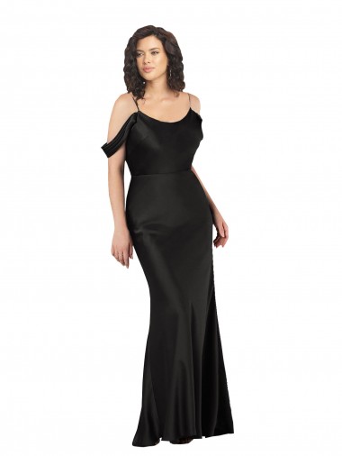 Silk like Satin Long Sleeveless Off the Shoulder Low Back Prom Dresses Cairns