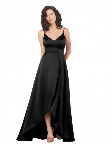 Silk like Satin A-Line Sleeveless Black High Low Evening Gown / Prom Dress / Bridesmaid Dress Cairns