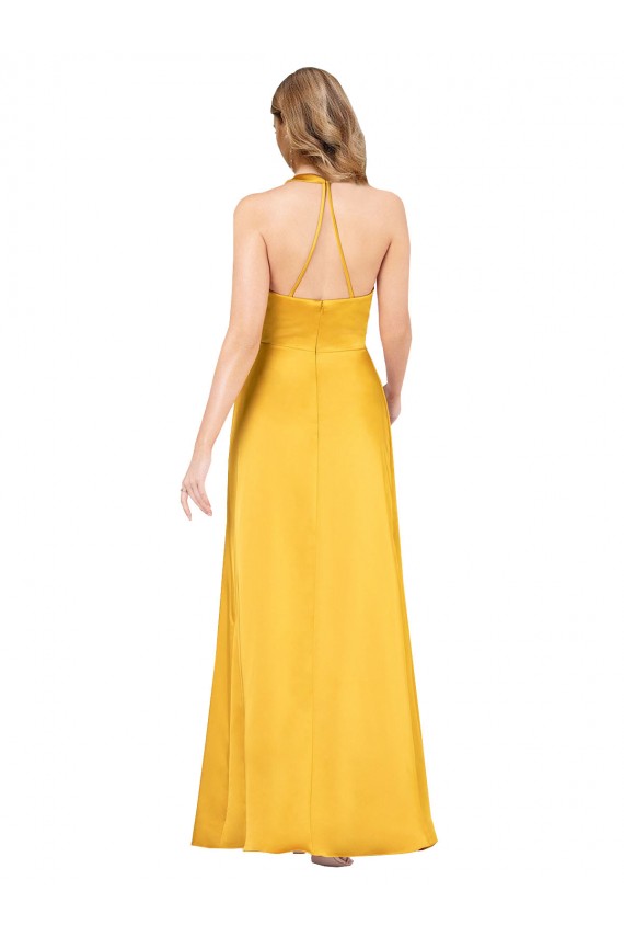 Silk like Satin A-Line Long Sleeveless Open Back Front Slit Formal Dress / Bridesmaid Dress Cairns