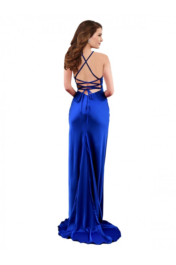 Silk like Satin Sheath Long Sleeveless Criss Cross Open Back Formal Evening Gown / Prom Dress / Bridesmaid Dress Cairns