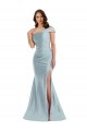 Silk like Satin Mermaid Long Sleeveless Light Sky Blue Prom Dresses Cairns