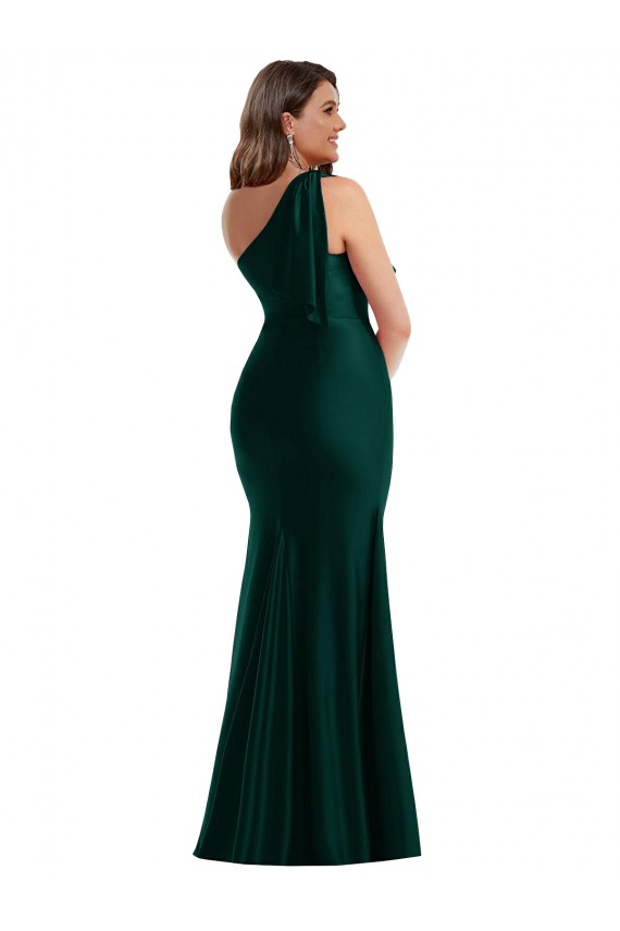 Silk like Satin Mermaid Long Sleeveless Front Slit Prom Dresses Cairns