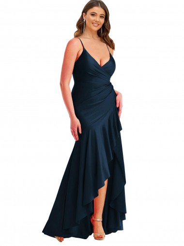 Silk like Satin Mermaid Long Sleeveless High Low Plus Size Evening Gown / Prom Dress / Bridesmaid Dress Cairns