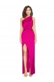 Silk like Satin Sheath Long Sleeveless High Side Slit Prom Dresses Cairns