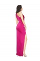 Silk like Satin Sheath Long Sleeveless High Side Slit Prom Dresses Cairns