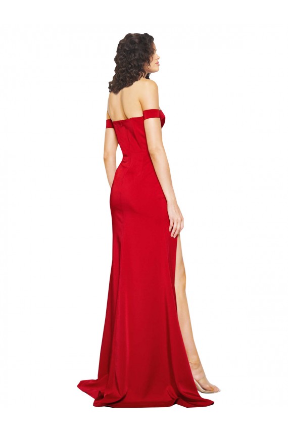 Silk like Satin A-Line Long Sleeveless Side Slit Prom Dresses Cairns