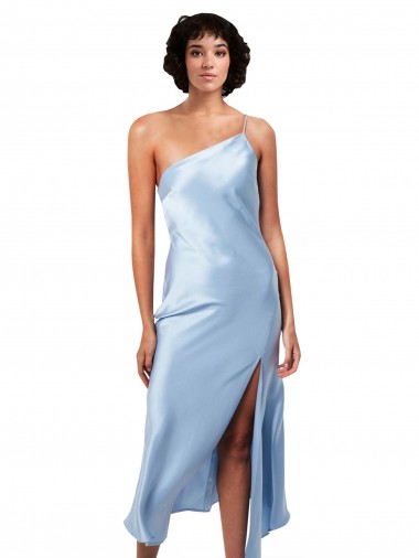 Silk like Satin A-Line Midi Length Sleeveless High Side Slit Prom Dresses Cairns