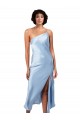 Silk like Satin A-Line Midi Length Sleeveless High Side Slit Prom Dresses Cairns