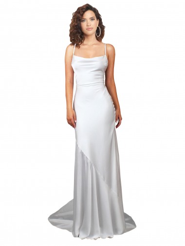 Silk like Satin Sheath Sweep Train Sleeveless Criss Cross Open Back Beach Wedding Dress Cairns