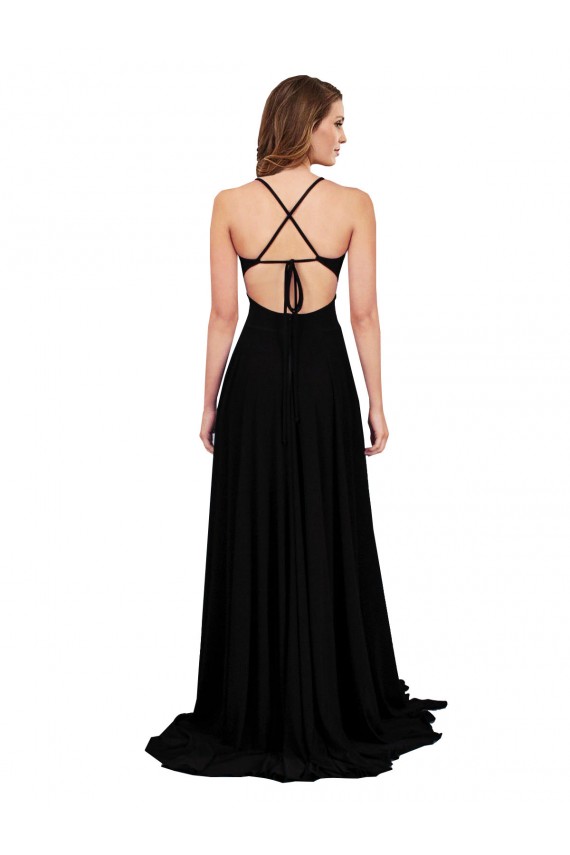 Spandex A-Line Long Sleeveless Open Back Black Tie Evening Gown / Prom Dress / Bridesmaid Dress Cairns