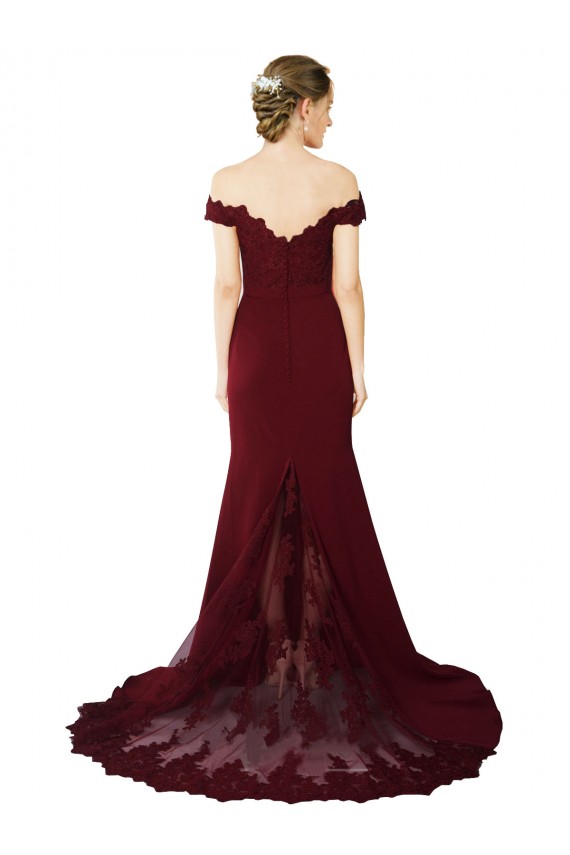 Stretch Crepe & Lace Mermaid Sweep Train Sleeveless V-Back Formal Evening Gown / Prom Dress / Bridesmaid Dress Cairns
