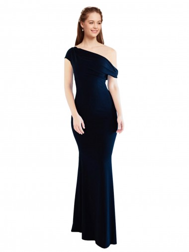 Stretch Crepe Mermaid Long Sleeveless One Shoulder Prom Dresses Cairns