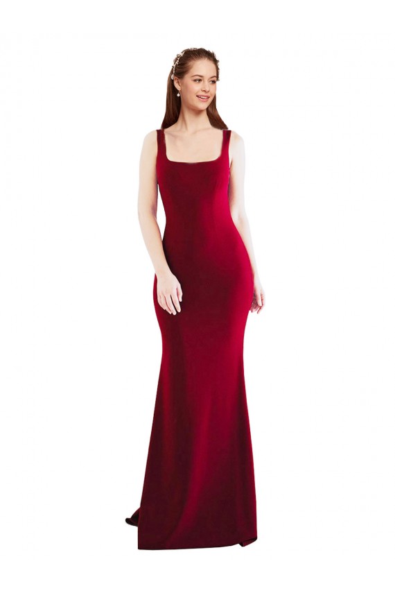 Stretch Crepe Mermaid Long Sleeveless Burgundy Prom Dresses Cairns