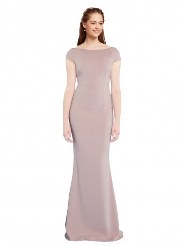 Stretch Crepe Mermaid Long Cap Sleeves Tie Back Formal Evening Gown / Prom Dress / Bridesmaid Dress Cairns