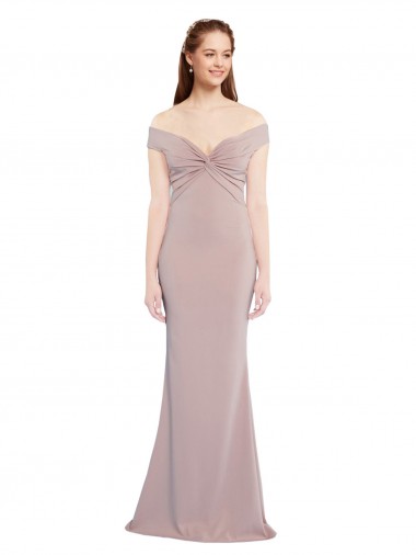 Stretch Crepe Mermaid Long Sleeveless Off the Shoulder Keyhole Back Prom Dresses Cairns