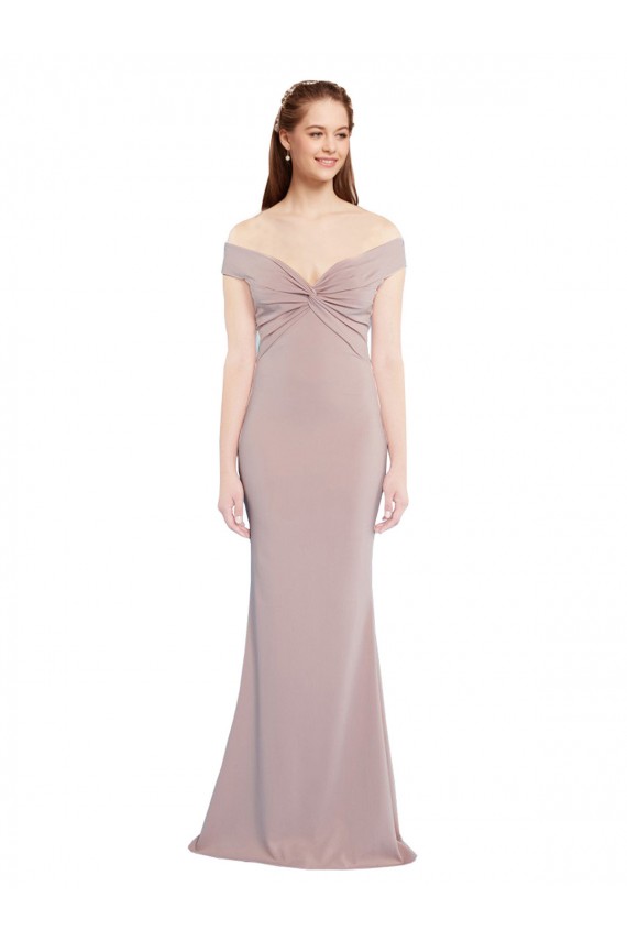 Stretch Crepe Mermaid Long Sleeveless Off the Shoulder Keyhole Back Prom Dresses Cairns
