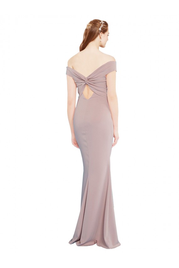 Stretch Crepe Mermaid Long Sleeveless Off the Shoulder Keyhole Back Prom Dresses Cairns