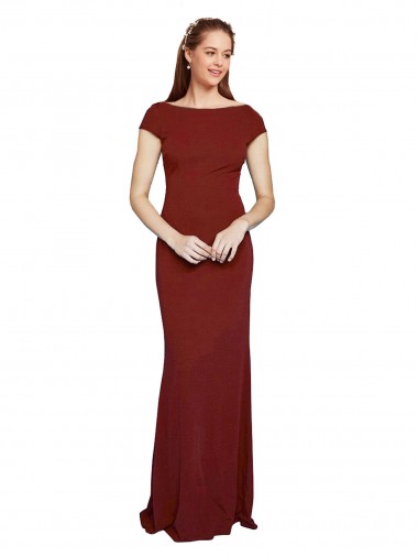Stretch Crepe Mermaid Long Cap Sleeves Keyhole Back Formal Evening Gown / Prom Dress / Bridesmaid Dress Cairns