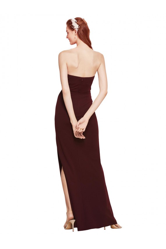 Stretch Crepe Sheath Long Sleeveless Burgundy Gold Prom Dresses Cairns
