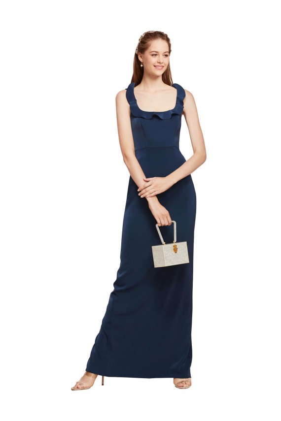 Stretch Crepe Sheath Long Sleeveless Low Back Back Slit Prom Dresses Cairns