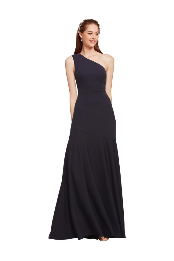 Stretch Crepe A-Line Long Sleeveless Dark Navy Prom Dresses Cairns