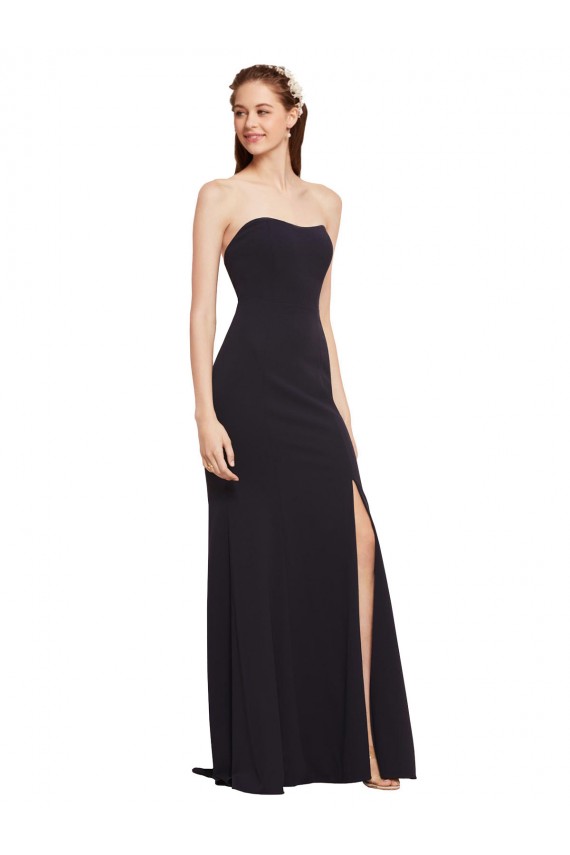Stretch Crepe A-Line Long Sleeveless Low Back High Slit Prom Dresses Cairns